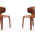 Manhattan Comfort Conrad Mid-Century Modern Upholstered Dining Chair in Saddle Brown - Set of 2