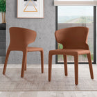 Manhattan Comfort Conrad Mid-Century Modern Upholstered Dining Chair in Saddle Brown - Set of 2