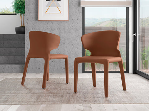 Manhattan Comfort Conrad Mid-Century Modern Upholstered Dining Chair in Saddle Brown - Set of 2
