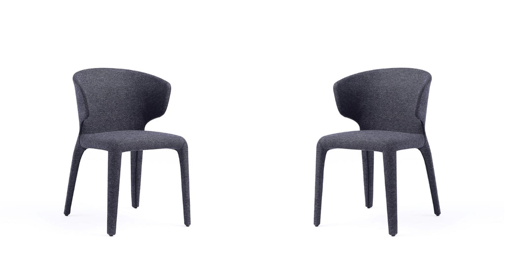 Manhattan Comfort Conrad Mid-Century Modern Upholstered Dining Chair in Black - Set of 2