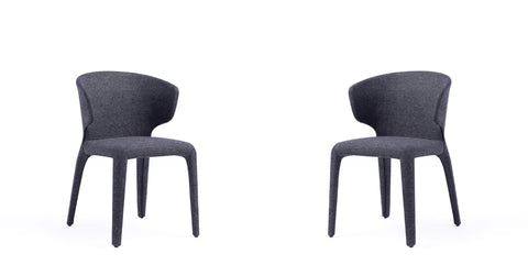 Manhattan Comfort Conrad Mid-Century Modern Upholstered Dining Chair in Black - Set of 2