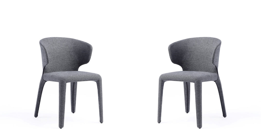 Manhattan Comfort Conrad Mid-Century Modern Upholstered Dining Chair in Gray - Set of 2