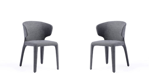Manhattan Comfort Conrad Mid-Century Modern Upholstered Dining Chair in Gray - Set of 2
