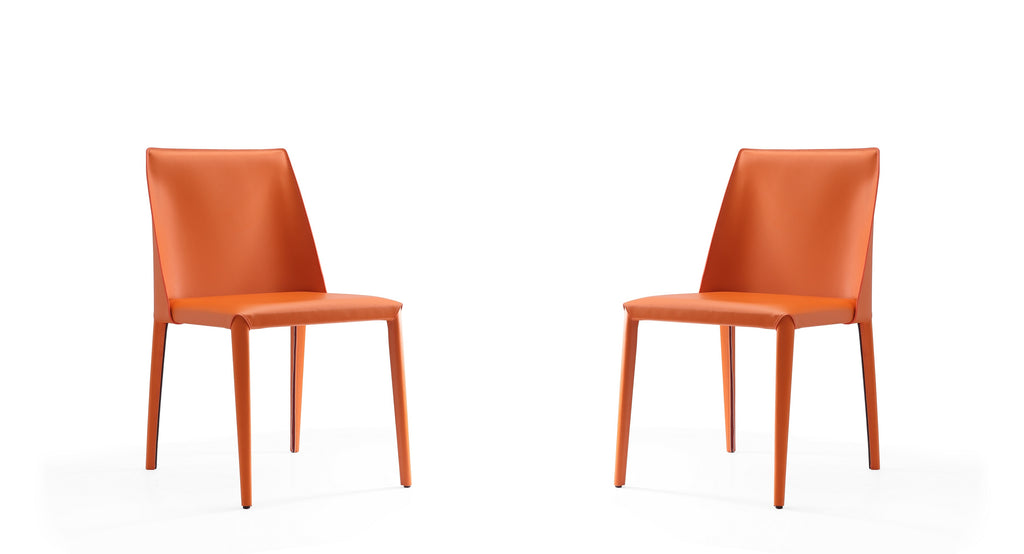 Manhattan Comfort Paris Modern Vegan Leather Dining Chair in Coral - Set of 2