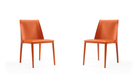 Manhattan Comfort Paris Modern Vegan Leather Dining Chair in Coral - Set of 2