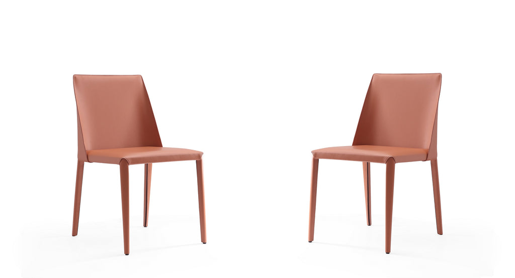Manhattan Comfort Paris Modern Vegan Leather Dining Chair in Clay - Set of 2