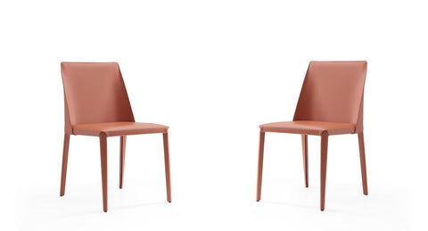Manhattan Comfort Paris Modern Vegan Leather Dining Chair in Clay - Set of 2