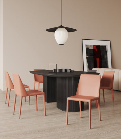 Manhattan Comfort Paris Modern Vegan Leather Dining Chair in Clay - Set of 2