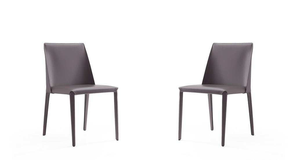 Manhattan Comfort Paris Modern Vegan Leather Dining Chair in Gray - Set of 2
