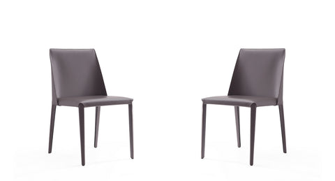Manhattan Comfort Paris Modern Vegan Leather Dining Chair in Gray - Set of 2
