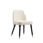 Manhattan Comfort Estelle Modern Vegan Leather Wood Dining Chair in Cream