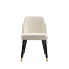 Manhattan Comfort Estelle Modern Vegan Leather Wood Dining Chair in Cream
