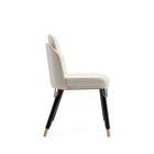 Manhattan Comfort Estelle Modern Vegan Leather Wood Dining Chair in Cream