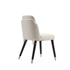 Manhattan Comfort Estelle Modern Vegan Leather Wood Dining Chair in Cream
