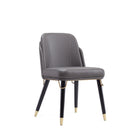 Manhattan Comfort Estelle Modern Vegan Leather Wood Dining Chair in Graphite