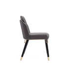 Manhattan Comfort Estelle Modern Vegan Leather Wood Dining Chair in Graphite