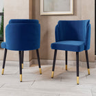 Manhattan Comfort Zephyr Modern Velvet Wood Dining Chair in Blue