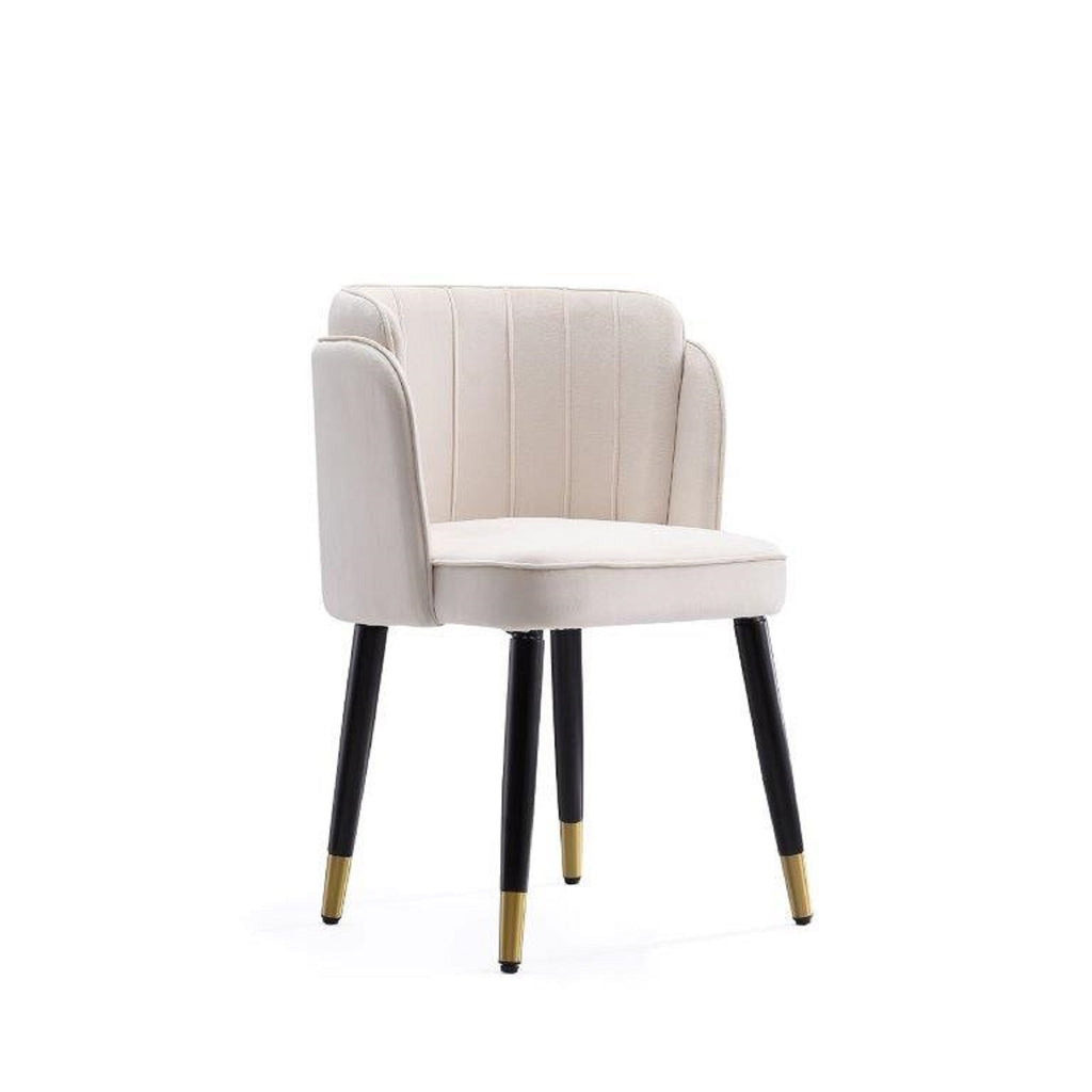 Manhattan Comfort Zephyr Modern Velvet Wood Dining Chair in Cream