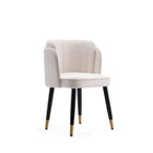 Manhattan Comfort Zephyr Modern Velvet Wood Dining Chair in Cream