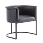 Manhattan Comfort Cosmopolitan Mid-Century Modern Vegan Leather Metal Dining Chair in Black