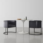 Manhattan Comfort Cosmopolitan Mid-Century Modern Vegan Leather Metal Dining Chair in Black