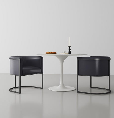 Manhattan Comfort Cosmopolitan Mid-Century Modern Vegan Leather Metal Dining Chair in Black