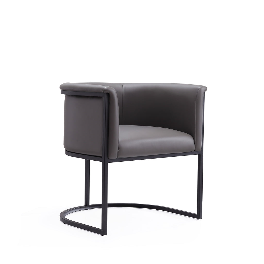 Manhattan Comfort Cosmopolitan Mid-Century Modern Vegan Leather Metal Dining Chair in Graphite