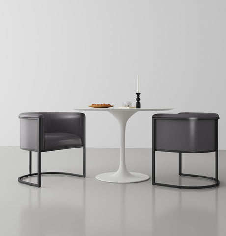 Manhattan Comfort Cosmopolitan Mid-Century Modern Vegan Leather Metal Dining Chair in Graphite