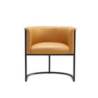 Manhattan Comfort Cosmopolitan Mid-Century Modern Vegan Leather Metal Dining Chair in Camel