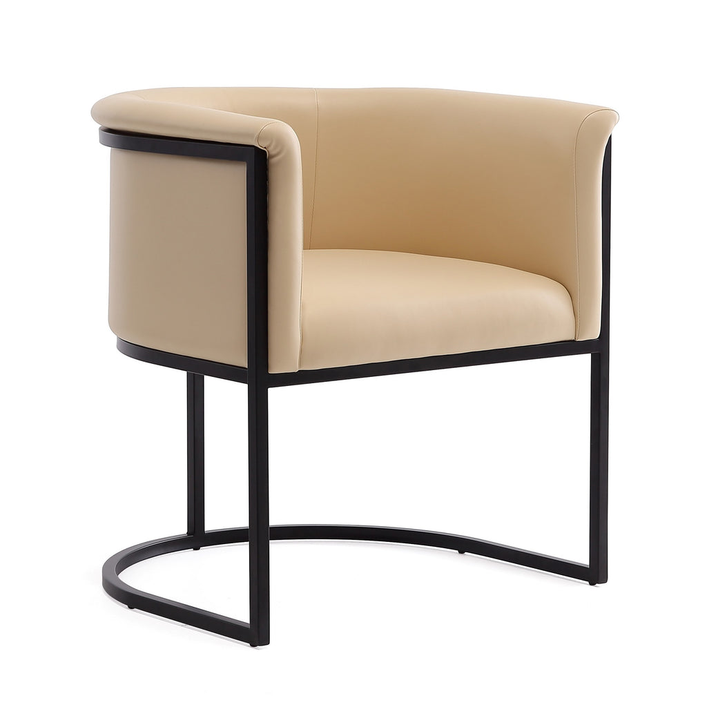 Manhattan Comfort Cosmopolitan Mid-Century Modern Vegan Leather Metal Dining Chair in Tan