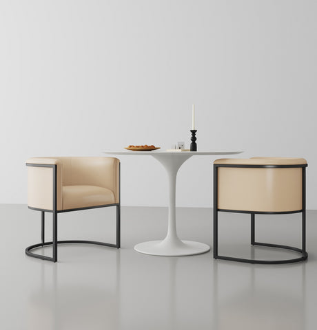 Manhattan Comfort Cosmopolitan Mid-Century Modern Vegan Leather Metal Dining Chair in Tan