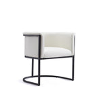 Manhattan Comfort Cosmopolitan Mid-Century Modern Vegan Leather Metal Dining Chair in Ivory
