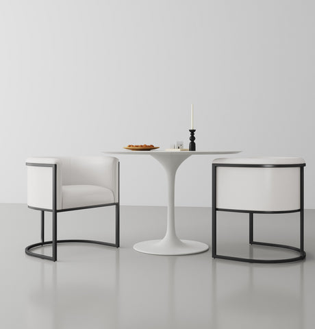 Manhattan Comfort Cosmopolitan Mid-Century Modern Vegan Leather Metal Dining Chair in Ivory