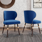 Manhattan Comfort Strine Modern Wood Upholstered Dining Chair in Blue and Gold