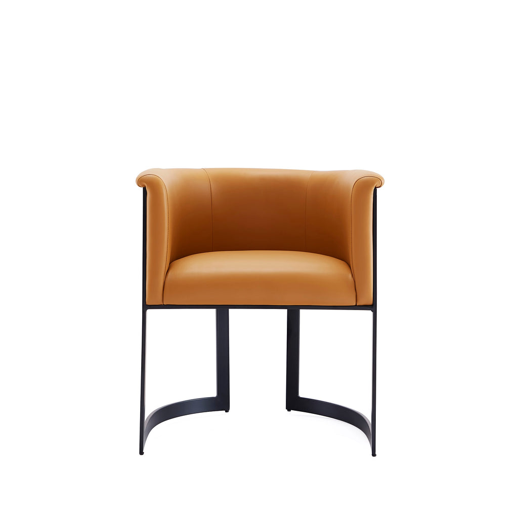 Manhattan Comfort Corso Modern Vegan Leather Metal Dining Chair in Camel