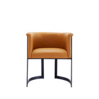 Manhattan Comfort Corso Modern Vegan Leather Metal Dining Chair in Camel