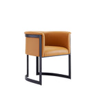 Manhattan Comfort Corso Modern Vegan Leather Metal Dining Chair in Camel