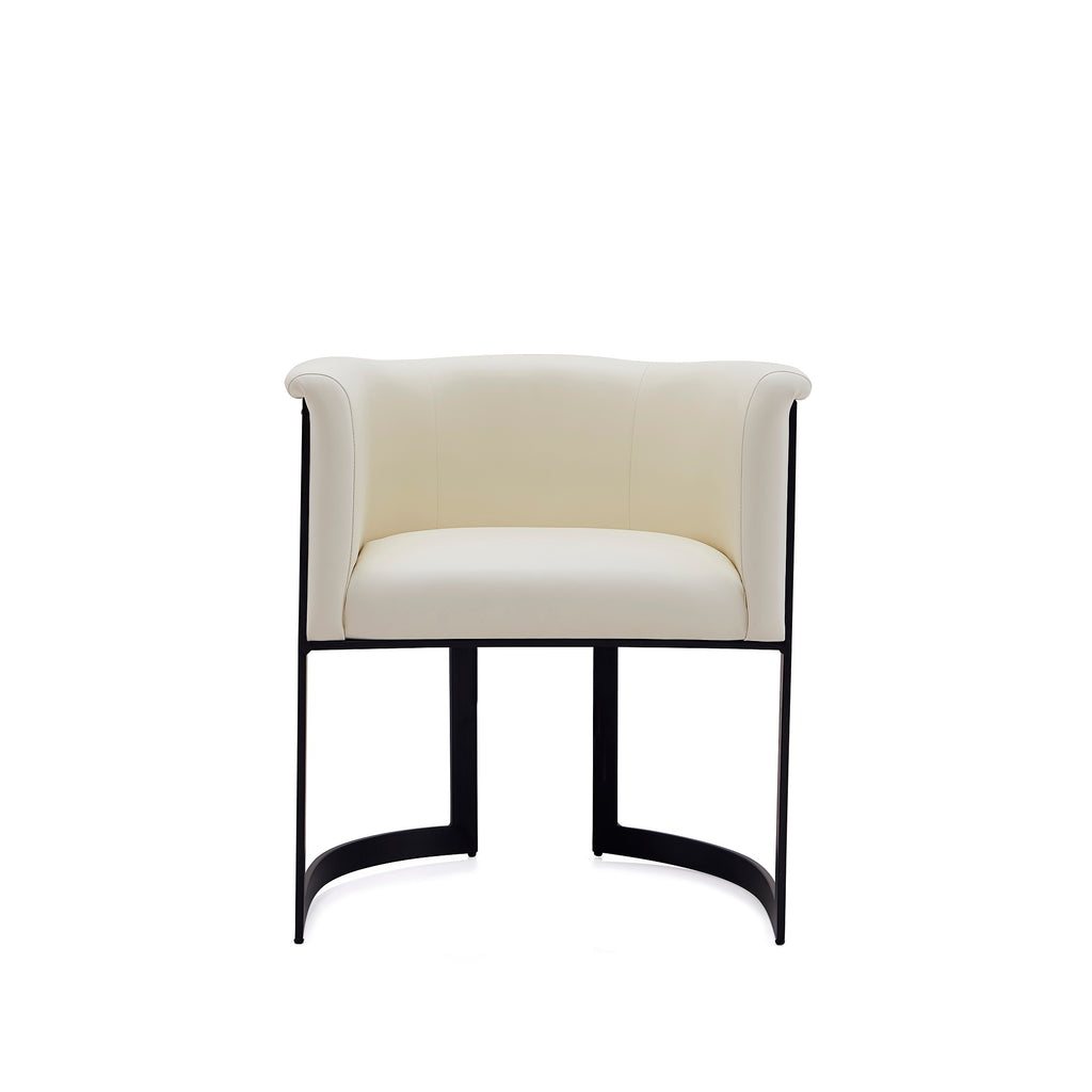 Manhattan Comfort Corso Modern Vegan Leather Metal Dining Chair in Cream