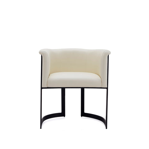 Manhattan Comfort Corso Modern Vegan Leather Metal Dining Chair in Cream