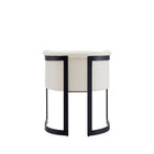 Manhattan Comfort Corso Modern Vegan Leather Metal Dining Chair in Cream