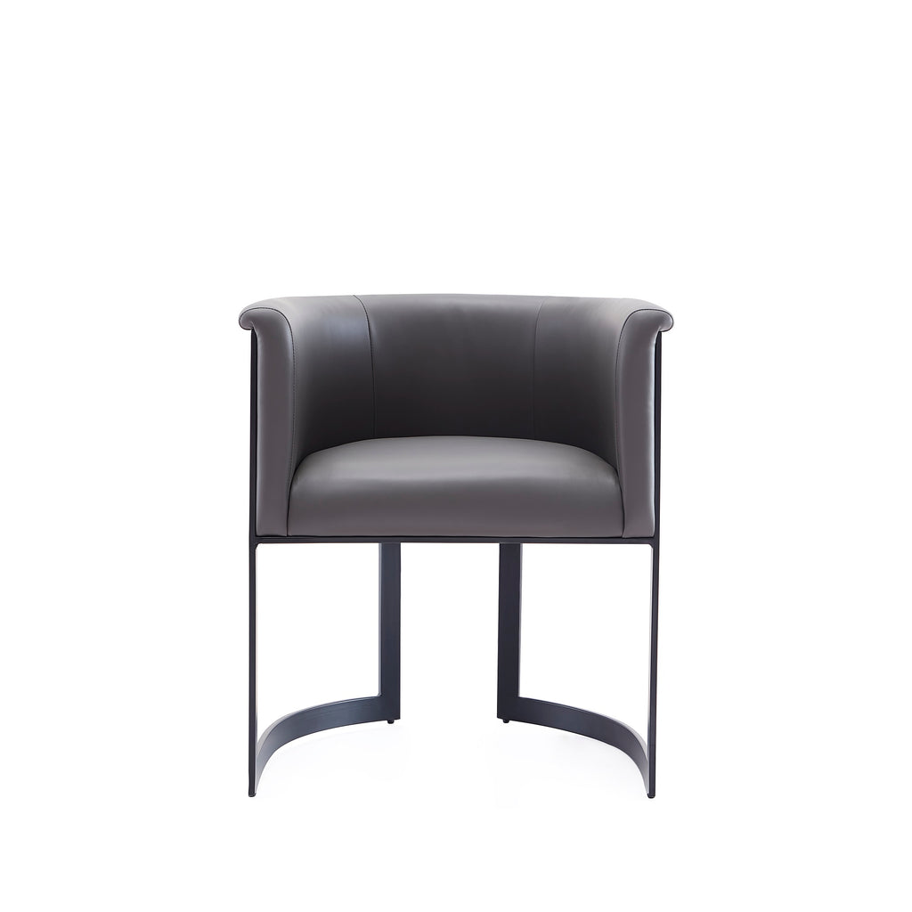 Manhattan Comfort Corso Modern Vegan Leather Metal Dining Chair in Graphite