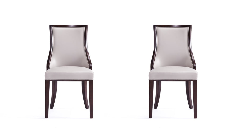 Manhattan Comfort Grand Traditional Wood Upholstered Dining Chair in Light Gray - Set of 2