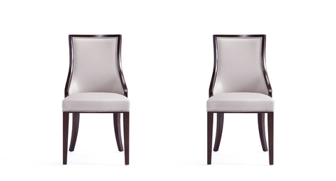 Manhattan Comfort Grand Traditional Wood Upholstered Dining Chair in Light Gray - Set of 2
