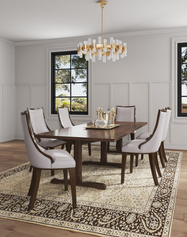 Manhattan Comfort Grand Traditional Wood Upholstered Dining Chair in Light Gray - Set of 2