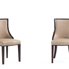Manhattan Comfort Grand Traditional Wood Upholstered Dining Chair in Tan - Set of 2