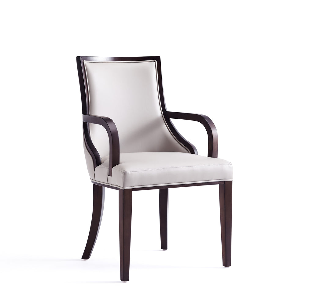 Manhattan Comfort Grand Traditional Wood Upholstered Armchair in Light Gray