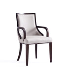 Manhattan Comfort Grand Traditional Wood Upholstered Armchair in Light Gray