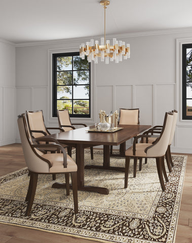 Manhattan Comfort Grand Traditional Wood Upholstered Armchair in Tan