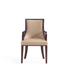 Manhattan Comfort Grand Traditional Wood Upholstered Armchair in Tan
