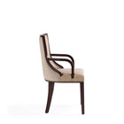 Manhattan Comfort Grand Traditional Wood Upholstered Armchair in Tan